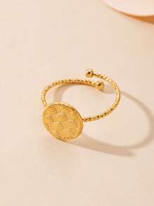 紋理質感金屬圓形裝飾圓環 - 金黃色 - 查看 2