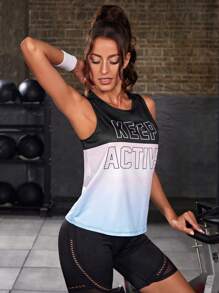 SHEIN Street Sport 標語圖案撞色運動背心 - 彩色 - 查看 5