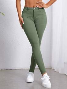 SHEIN Essnce Jeans ajustados unicolor