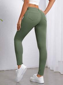 SHEIN Essnce Jeans ajustados unicolor