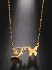 Vòng cổ mặt dây chuyền hình con bướm và chữ cái - Vàng - Xem 11