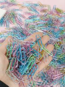 100pcs Mixed Color Iron Paper Clip, Simple Multi-purpose Paper Clip For Office, Home, School - Multicolor - View 2