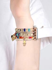 Versatile Retro Love Pendant Fringe Beaded Band, Compatible With Apple Watch Ultra, SE, And Series 1-10, VSizes 38-49mm. Makes A Great Gift - Multicolor - View 3