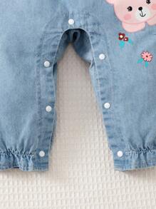 Bebé Mono con estampado de dibujos animados ribete con fruncido - Lavado ligero - Ver 5