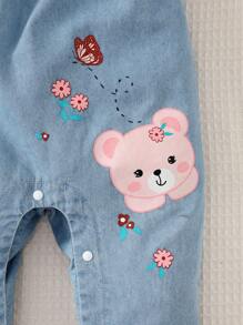 Bebé Mono con estampado de dibujos animados ribete con fruncido - Lavado ligero - Ver 6