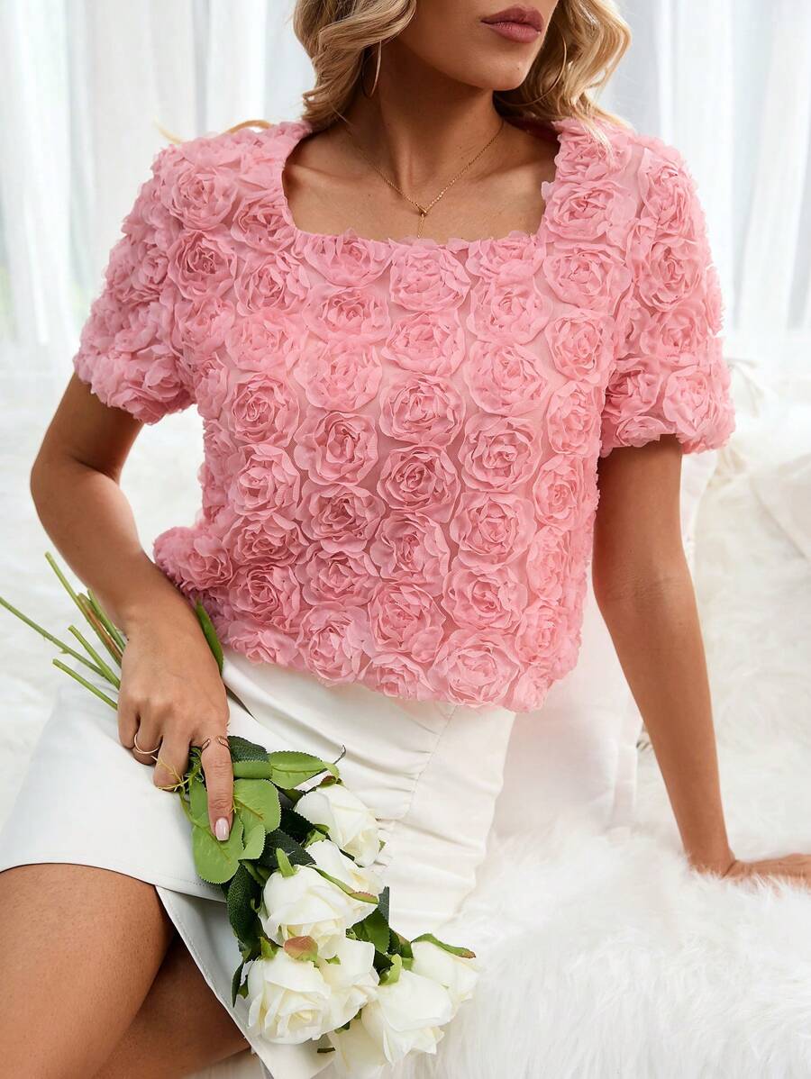 SHEIN Privé Áo sơ mi nữ Đề can Dây kéo màu trơn Thanh lịch - Màu Hồng baby - Xem 1