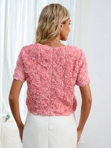 SHEIN Privé Áo sơ mi nữ Đề can Dây kéo màu trơn Thanh lịch - Màu Hồng baby - Xem 2