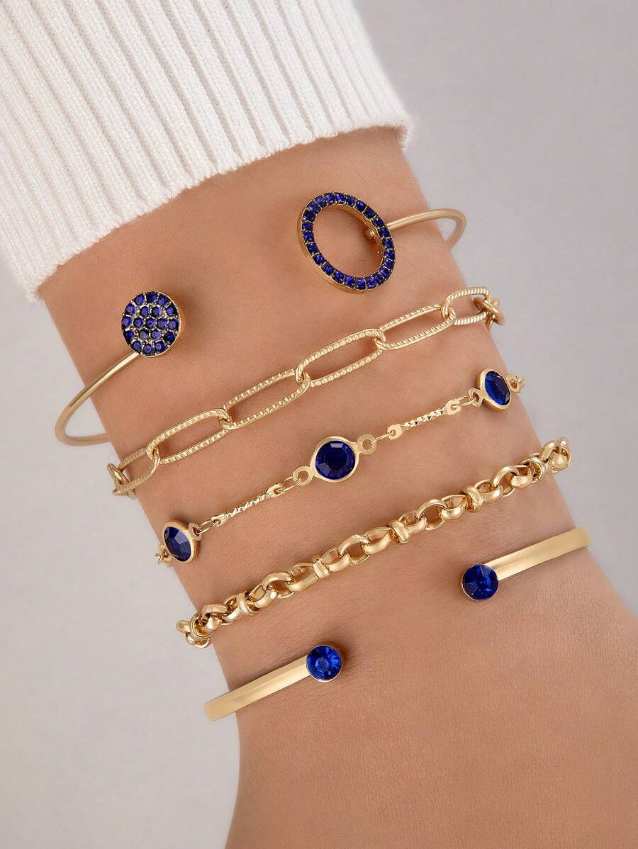 imoli 5 buah/set gelang berhias berlian imitasi