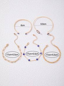imoli 5 buah/set gelang berhias berlian imitasi - Biru - View 6