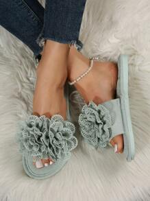 2025 New Floral Flat Sandals, Versatile For Beach, Home, Vacation - Green - View 2