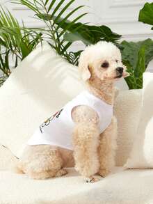 Notnotstudio 1PC Flower & Slogan Graphic Tank Cho Chó Và Mèo Cho Mùa Hè - Nhiều màu - Xem 3