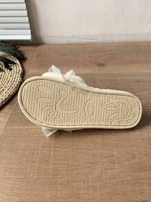 Fall/Winter Lace Fashion Fabric Pearl Decor Slip-On Women Indoor Slippers, Spring/Autumn New,Fluffy Slippers - Beige - View 6