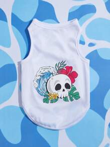 Be Kind and Love Yourself 1入組骷髅圖案寵物背心適用於狗狗和貓適合夏天