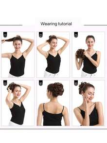 Short Curly Synthetic Hair Bun - Black - View 3