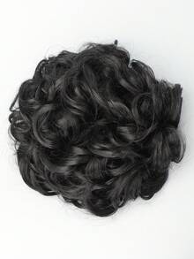 Short Curly Synthetic Hair Bun - Black - View 5