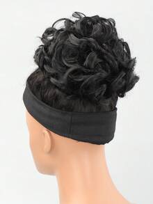 Short Curly Synthetic Hair Bun - Black - View 6