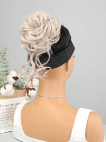 Short Curly Synthetic Hair Bun - Light Grey - View 7