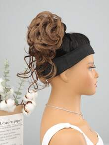 Short Curly Synthetic Hair Bun - Yellow - View 6