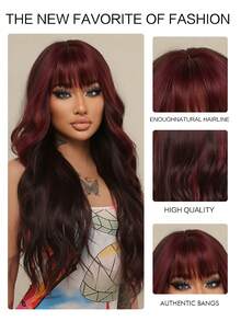 Long Curly Synthetic Wig With Bangs - Two-Tone - View 6