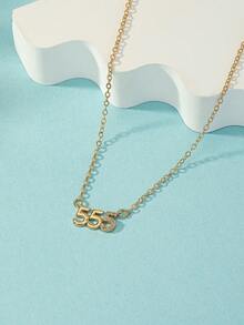 1 pieza Collar con colgante moda con diseño de diamante de imitación número para mujeres para decoración diaria - Amarillo Oro - Ver 2