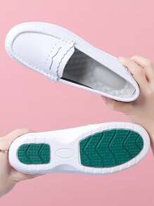 女士極簡一腳蹬休閒運動白色戶外一脚蹬 - 白色 - 查看 3