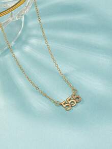 1 pieza Collar con colgante moda con diseño de diamante de imitación número para mujeres para decoración diaria - Amarillo Oro - Ver 3
