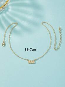 1 pieza Collar con colgante moda con diseño de diamante de imitación número para mujeres para decoración diaria - Amarillo Oro - Ver 4