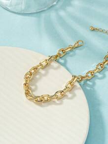 Minimalist Chain Anklet - Yellow Gold - View 4