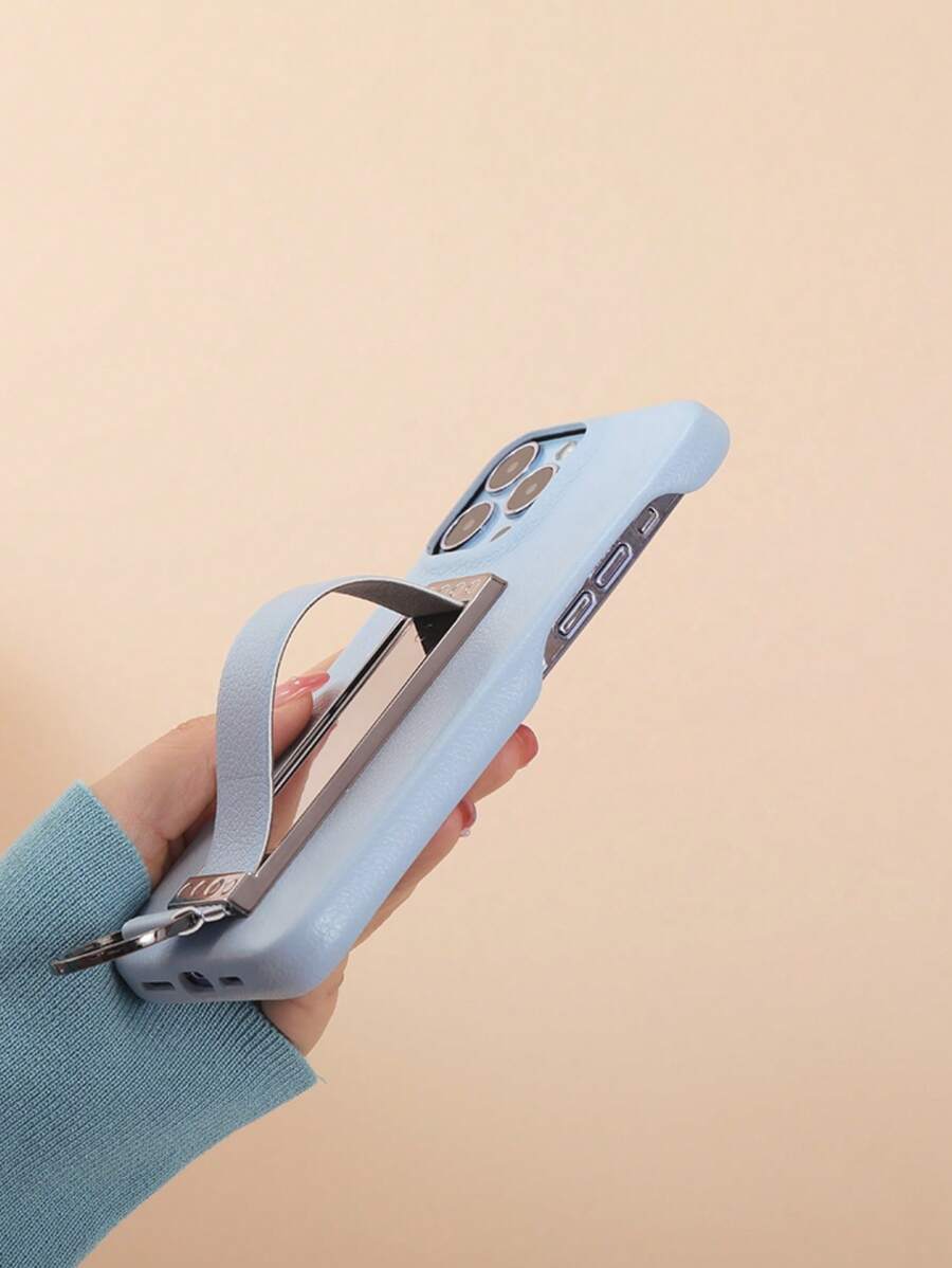 荔枝圖案手機外殼帶手掌條 - 淺藍色 - 查看 1