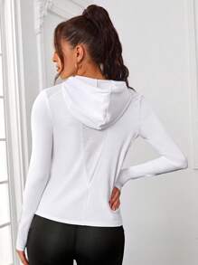 Yoga Basic 素色抽繩連帽運動衛衣 - 白色 - 查看 2