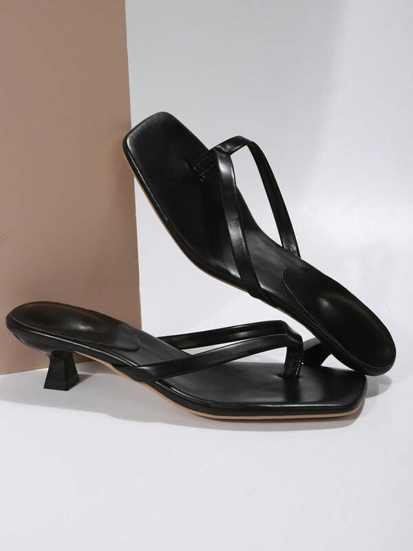 Women Minimalist Pyramid Heeled Thong Sandals, Fashion Summer Heeled