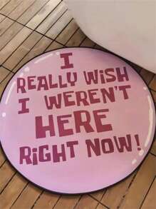 Slogan Graphic Round Floor Mat, Anti-slip Carpet, For Home Decor - Multicolor - View 4