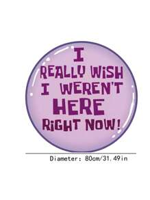 Slogan Graphic Round Floor Mat, Anti-slip Carpet, For Home Decor - Multicolor - View 5