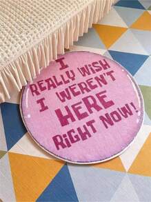 Slogan Graphic Round Floor Mat, Anti-slip Carpet, For Home Decor - Multicolor - View 7