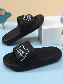 兒童卡通和字母細節平底拖鞋適合夏天