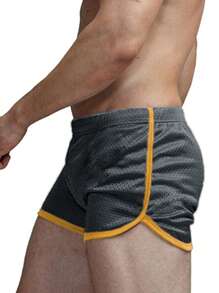 Hombres Shorts deportivos unido en contraste - Gris Oscuro - Ver 3