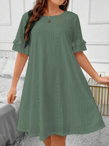 SHEIN LUNE Robe à broderie anglaise manches évasées - Vert menthe - Voir 1
