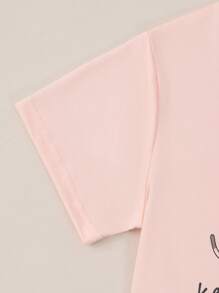 Girls Panda & Slogan Graphic Tee & Plaid Trousers Snug Fit PJ Set - Multicolor - View 7