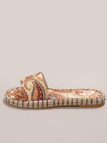 Women's Casual Slip-On Sandals, Open Toe Round Toe Flat Beach Slippers For Summer - Yellow - View 4