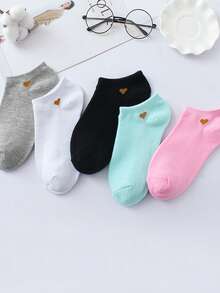 5 đôi Vớ vô hình thời trang cho bé gái họa tiết trái tim cho cuộc sống hàng ngày - Nhiều màu - Xem 5