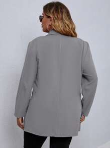 SHEIN LUNE Plus Lapel Neck Single Breasted Blazer Graduation,Back To School,Teacher Outfits For Women