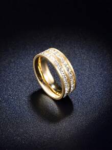 1pc Glamorous Rhinestone Decor Ring For Men Women For Daily Decoration - Yellow Gold - View 1
