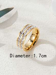 1pc Glamorous Rhinestone Decor Ring For Men Women For Daily Decoration - Yellow Gold - View 8
