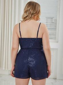 Eilly Bazar Mono de tirantes con lentejuelas - Azul Marino - Ver 2