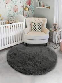1PC Chắc Chắn Mờ Thảm Tròn Đơn Giản Sang Trọng Sàn Cho Phòng Khách Và Phòng Ngủ - Xám - Xem 3