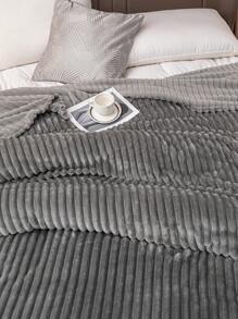 1入組格子圖案毛毯現代梭織面料柔軟保暖毛毯適用於客廳和臥室家居裝飾 - 淺灰色 - 查看 5