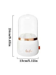 1pc Clear Lid Design Waterproof Dust-Proof Makeup Storage Box, Modern Spiral Design Brush Holder Box For Home,For Holiday Beach, Bathroom Collection, Bedroom Collection, Large Capacity,Makeup Bag,Travel Essential - White - View 3