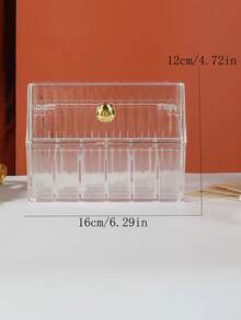 1 pieza transparente Lápiz labial almacenamiento simple transparente a prueba de polvo Caja de almacenamiento de escritorio para casa - transparente - Ver 3
