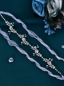 1入組女士鑽石和仿珍珠裝飾的豪華新娘腰帶，適用於婚禮