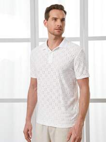 Manfinity NiteLyfe 男士網眼刺繡POLO衫